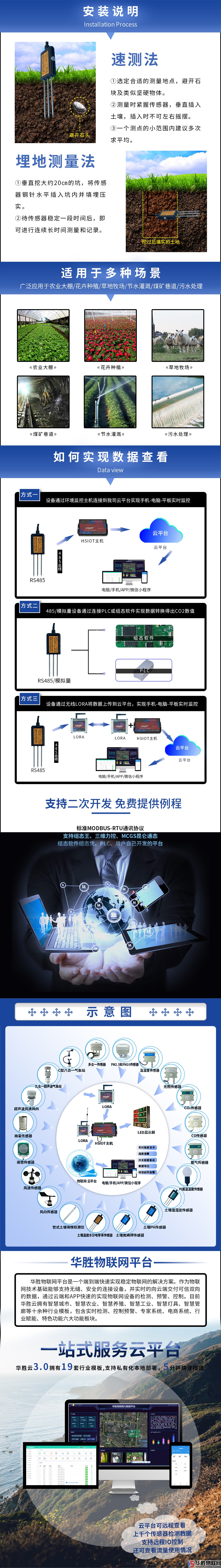 土壤水分温度电导率三合一传感器